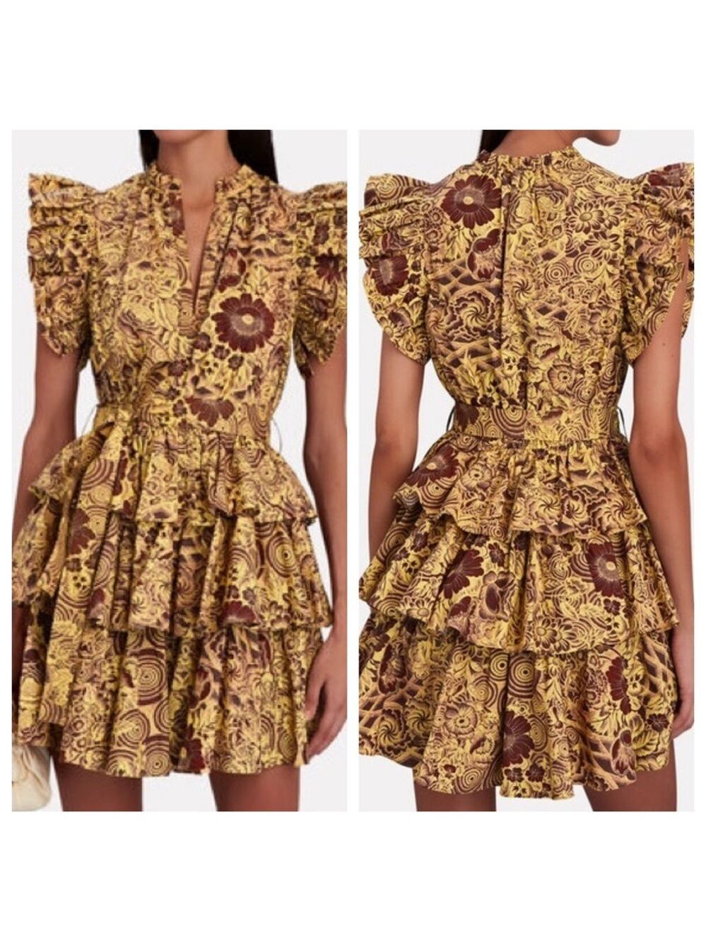 Ulla Johnson Honoria Tiered Cotton Poplin Mini Dress Size 4 NWT